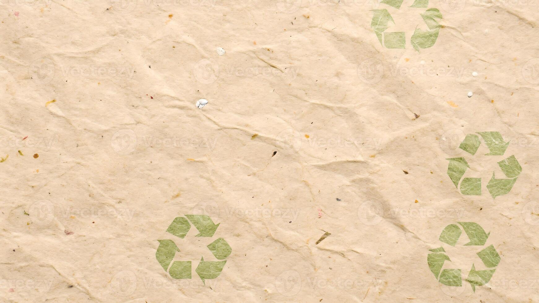 Recycled Paper Texture with Green Recycling Symbols for Eco-Friendly Designers and Sustainable Projects, Ideal for Environmental Awareness Campaigns and Green Initiatives photo