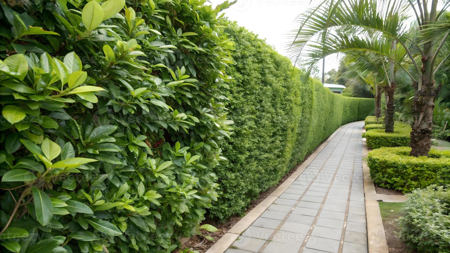 Garden Pathway Lush Greenery Tranquil Outdoor Scene Homeowners and Landscape Designers photo