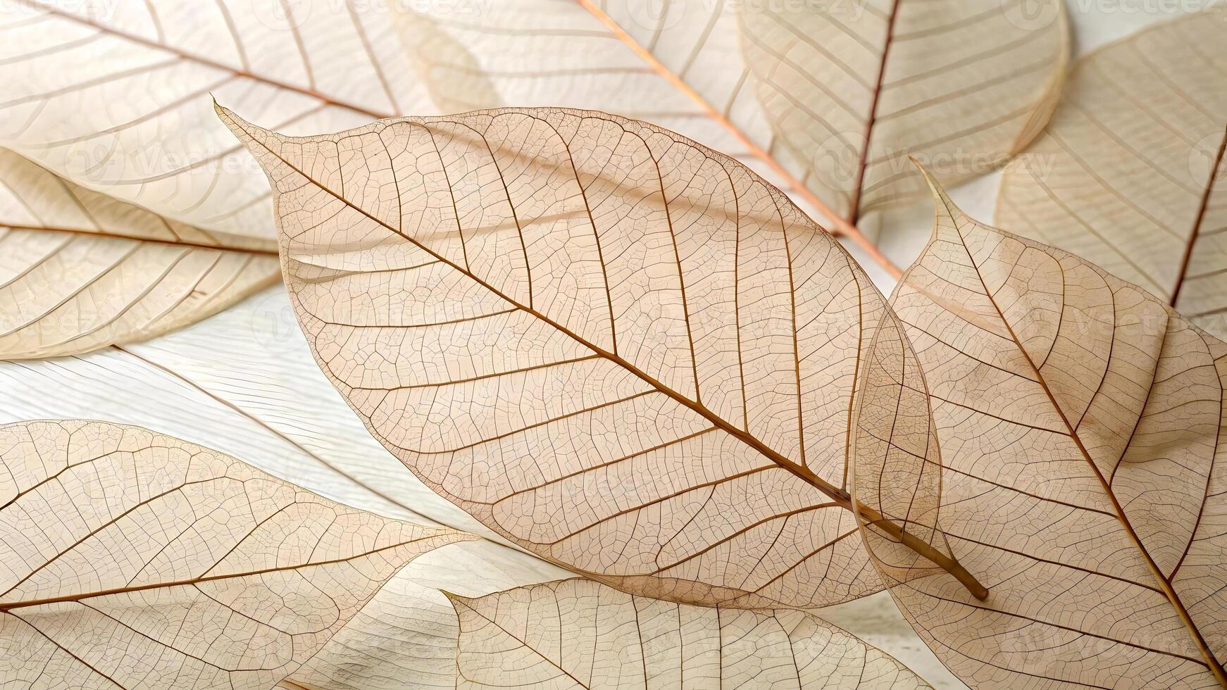 Delicate leaf skeleton artfully arranged on white background for nature enthusiasts and designers seeking unique botanical textures photo