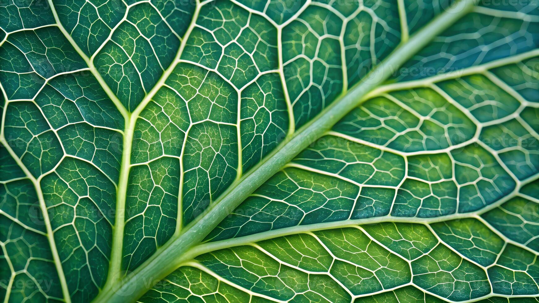 Close-up of vibrant green leaf with intricate vein patterns for nature enthusiasts and designers seeking high-quality botanical imagery photo