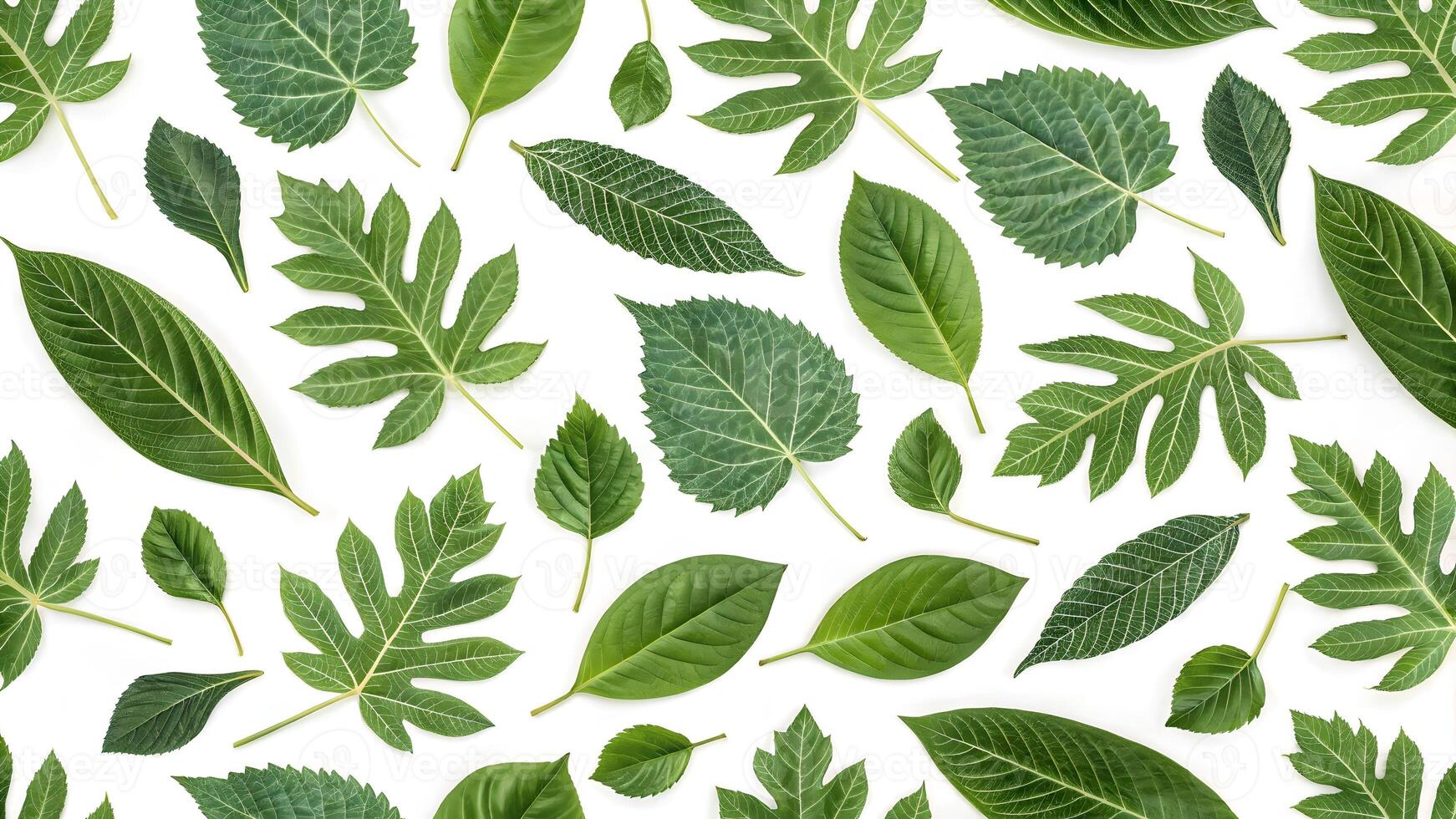 Green Leaves Arranged in Artistic Pattern for Nature Lovers and Designers Seeking Fresh Botanical Backgrounds photo