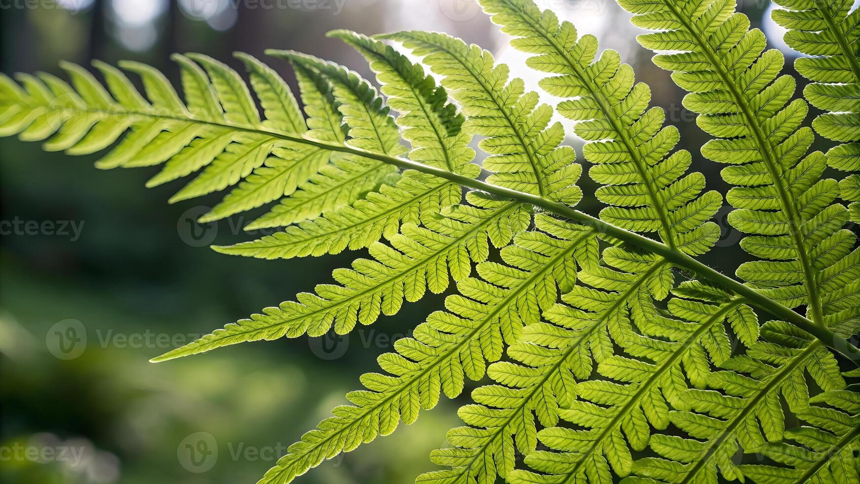 Fern Leaf Detailed Close-Up in Forest Light for Nature Enthusiasts and Botanical Researchers Discovering the Beauty of Greenery in Natural Habitats photo