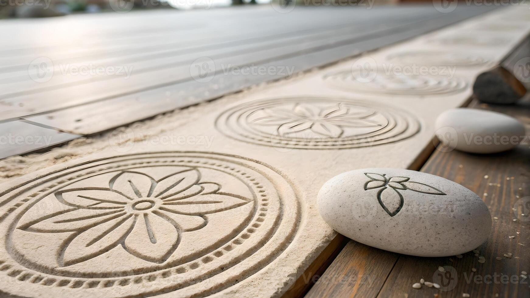 Sand Artwork Intricate Patterns Zen Garden Design for Relaxation and Meditation Spaces photo