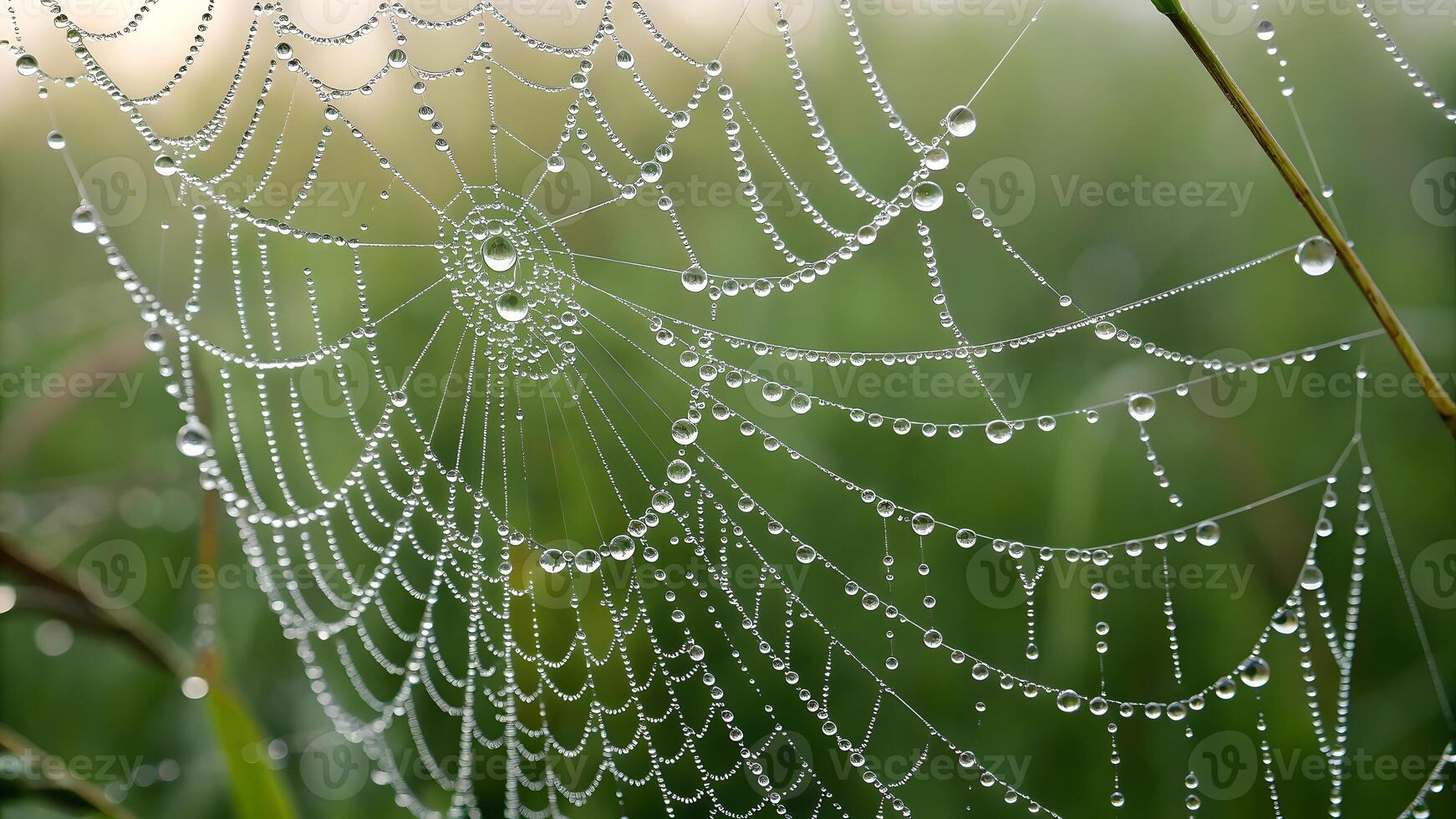 Spiderweb with Dew Drops in Morning Light for Nature Lovers and Photographers photo