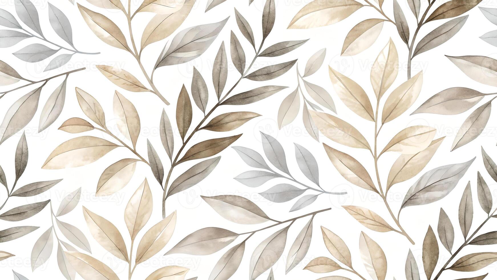 Elegant Leaf Pattern Design for Home Decor and Interior Designers, Watercolor Style Nature Background with Neutral Colors Perfect for Wallpapers and Textiles photo