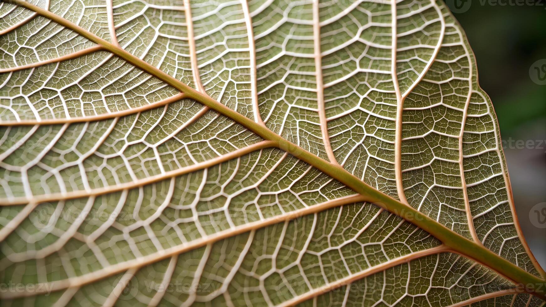 Leaf veins intricate pattern nature photography for designers and artists. Close-up of leaf structure with detailed vascular system, perfect for creative projects and educational content. photo