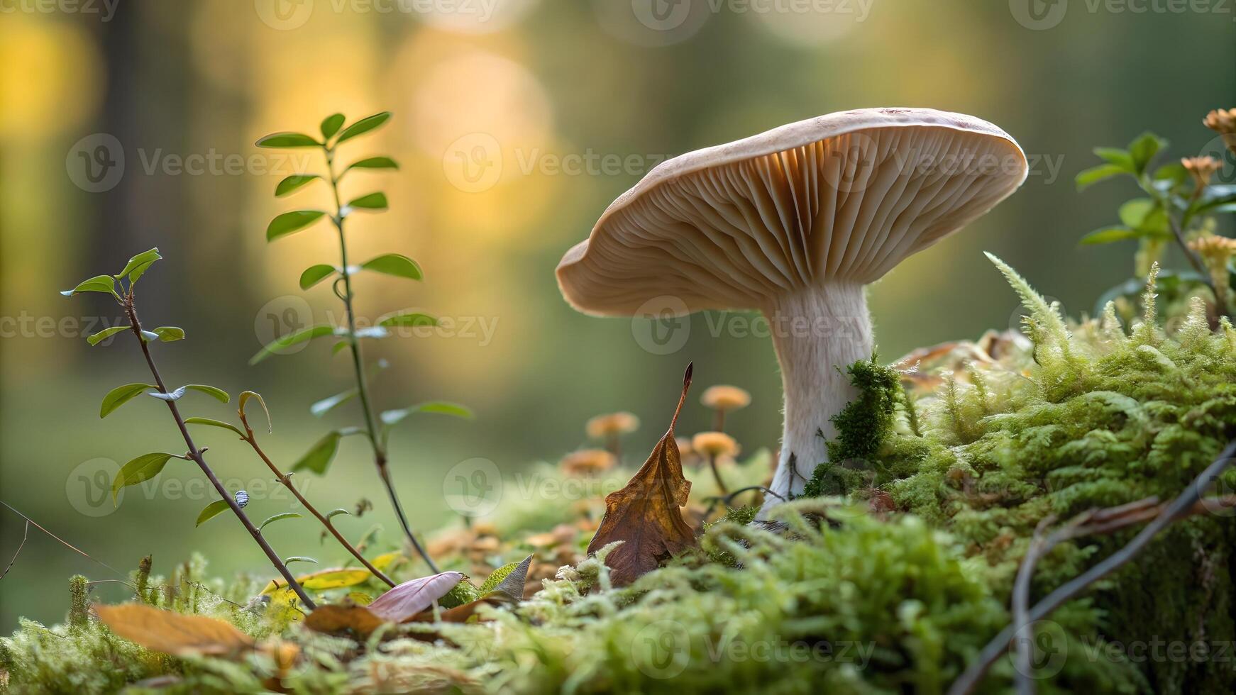 Mushroom in Forest with Soft Light for Nature Lovers and Photography Enthusiasts photo