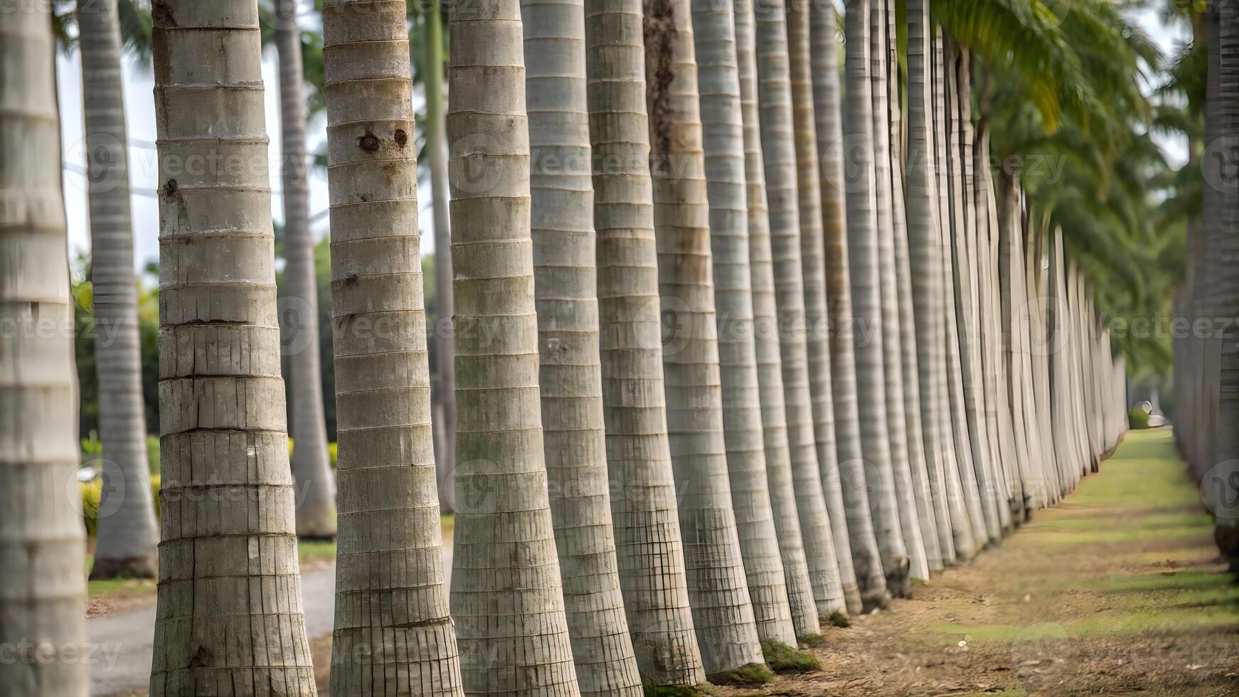 Palm Trees Lined Up in Symmetry for Tropical Paradise Travelers Seeking Relaxation and Beauty photo