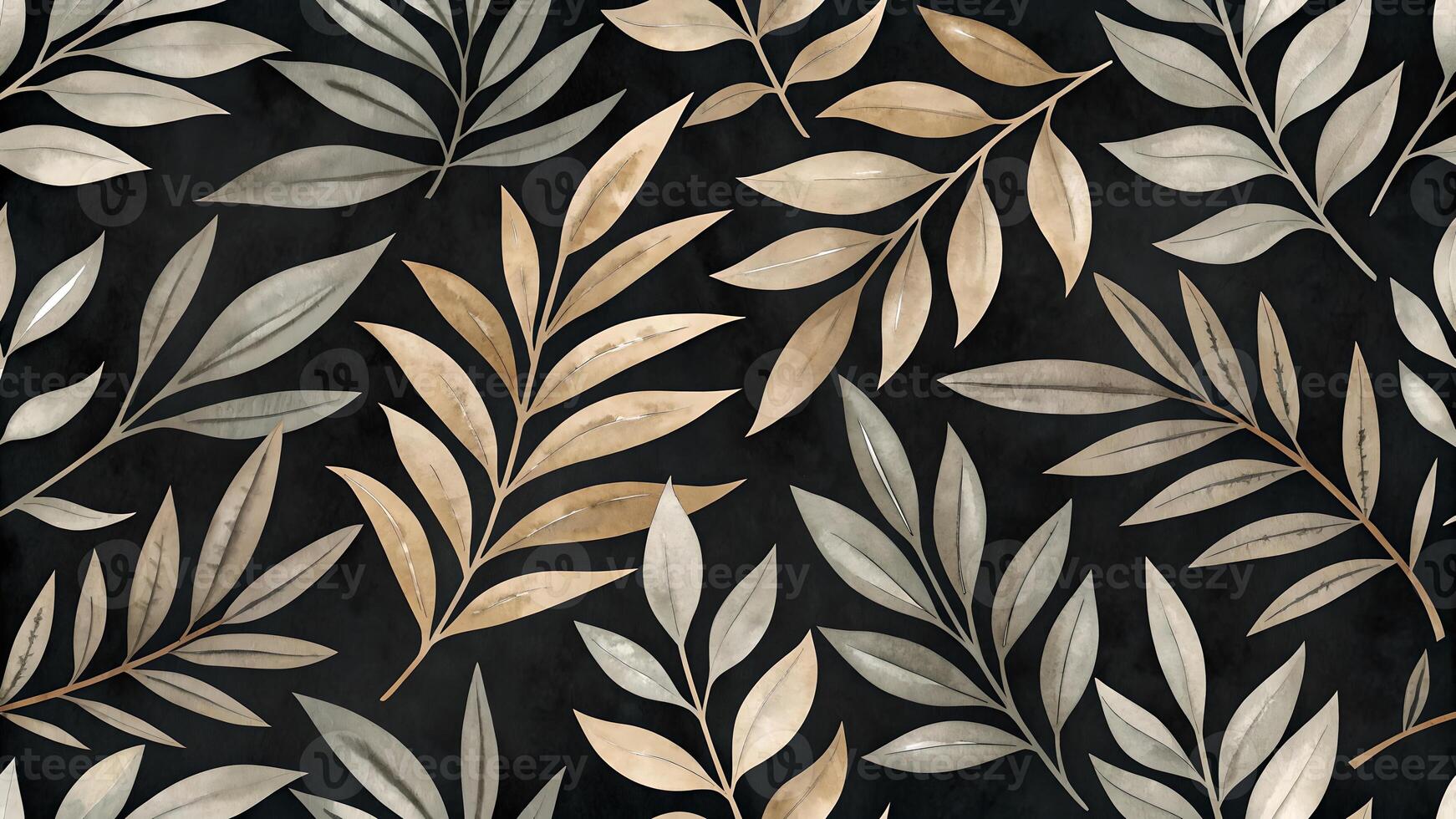 Elegant Gold Leaf Pattern on Dark Background for Modern Home Decor and Design Projects photo