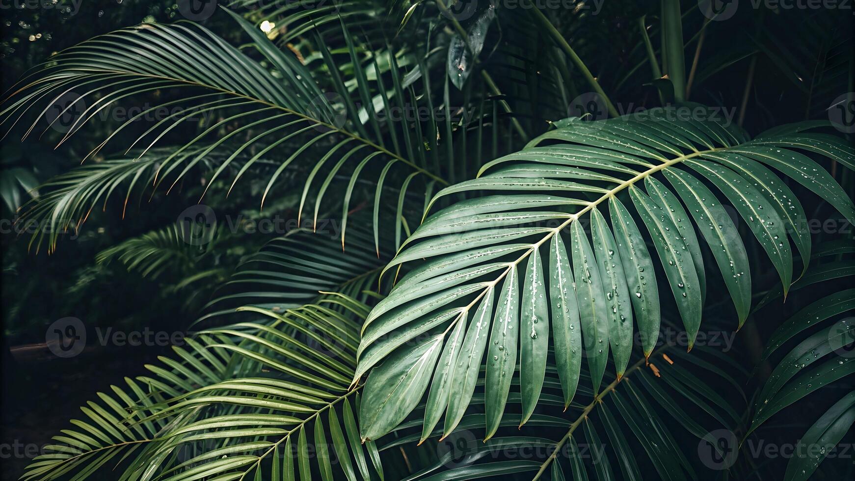 Tropical Palm Leaves Vibrant Green Rainforest Background for Nature Lovers and Designers Seeking High-Quality Botanical Imagery for Websites, Blogs, and Social Media Content photo