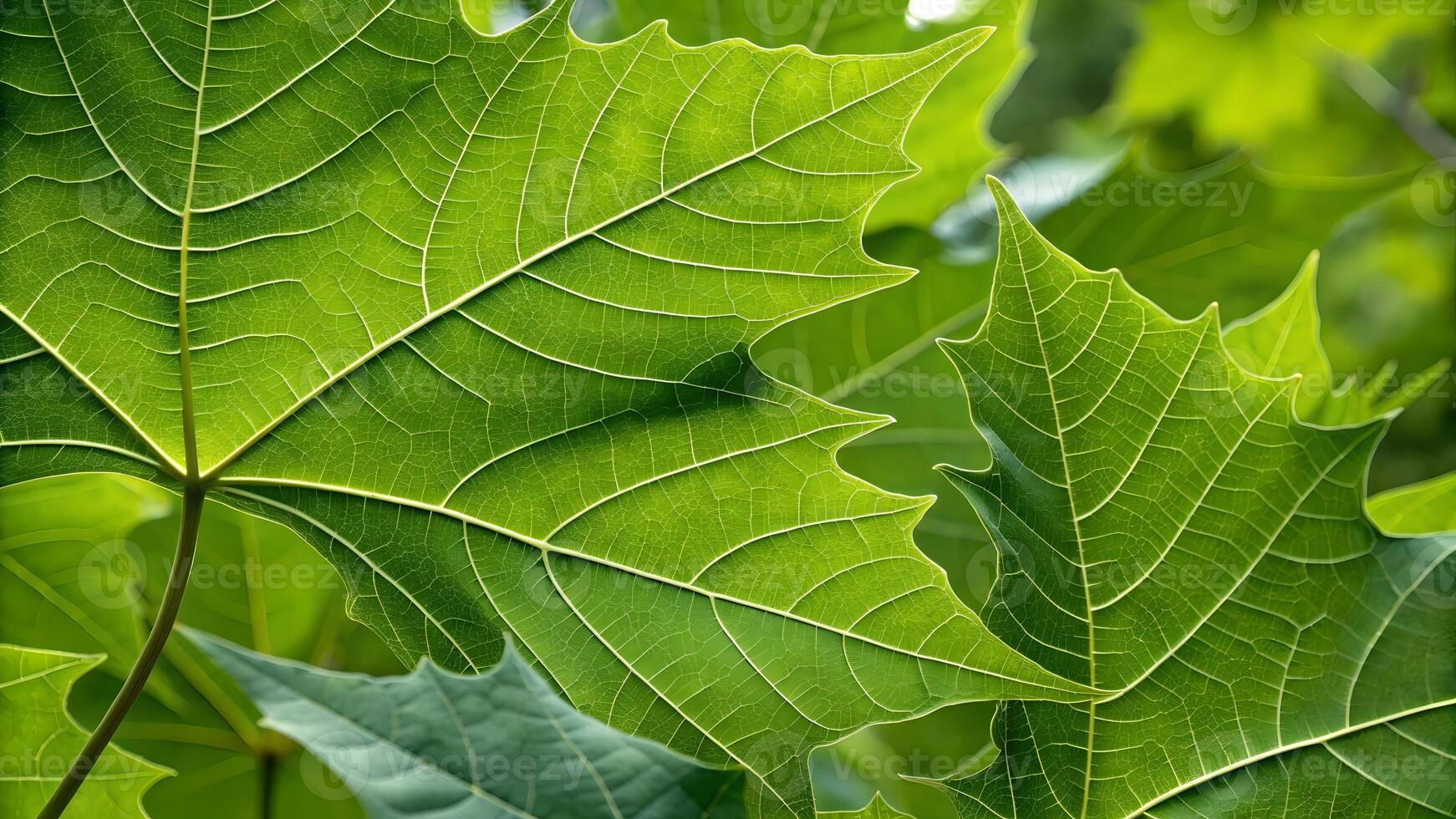 Green leaf detailed texture in nature for nature enthusiasts and designers. Close-up of vibrant foliage with intricate veins perfect for botanical studies and creative projects. photo