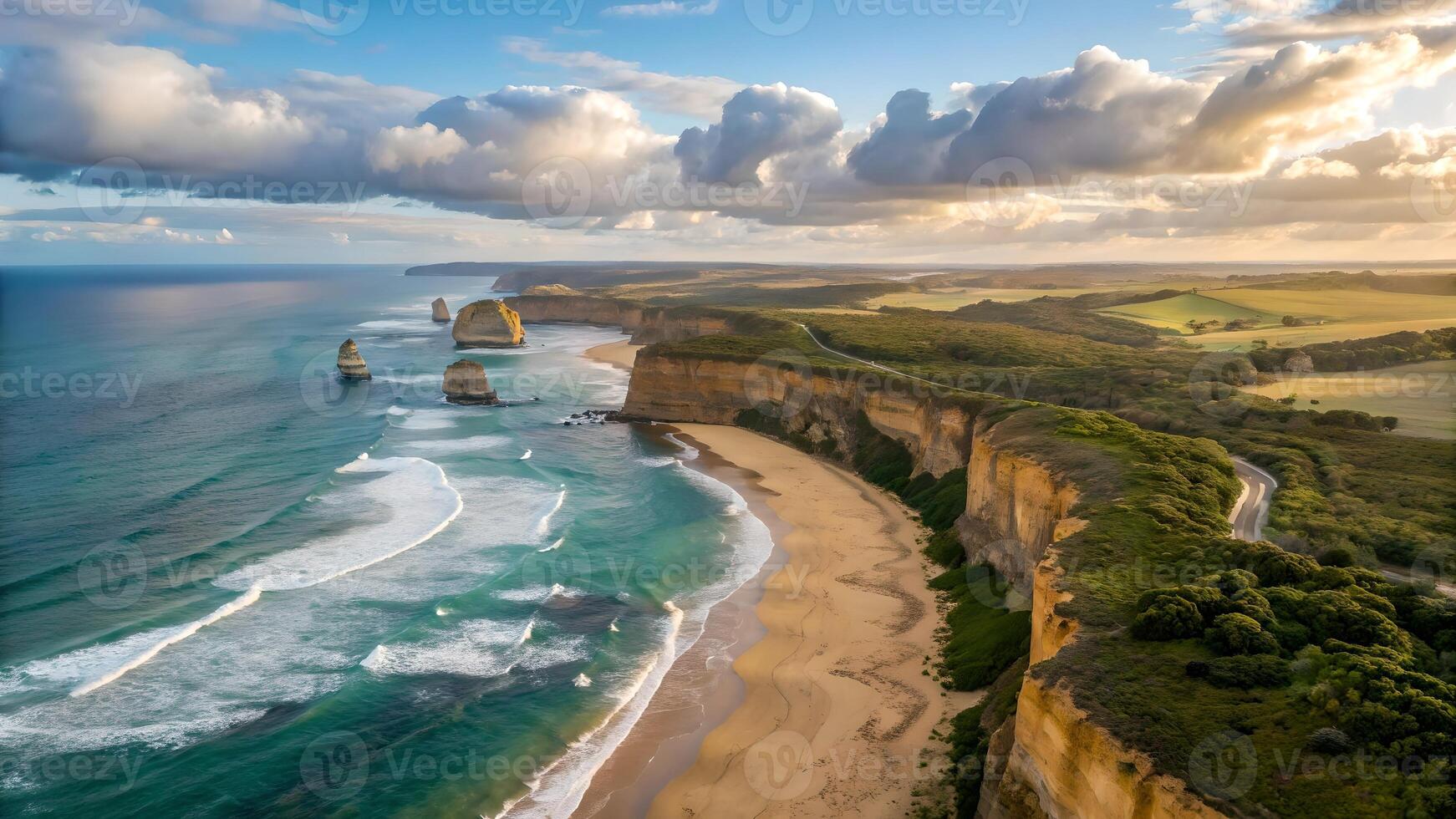 Coastal Landscape with Stunning Cliffs and Turquoise Waters for Travel Enthusiasts Exploring Australia's Great Ocean Road Adventure photo