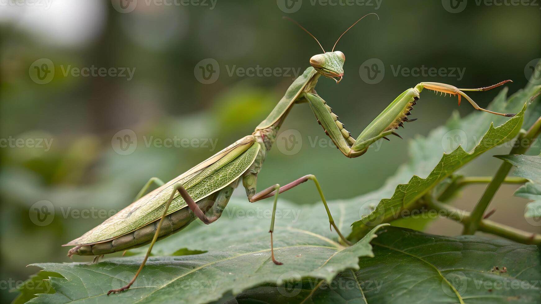 Mantis on Leaf Close-Up Nature Photography for Wildlife Enthusiasts and Nature Lovers Discovering the Beauty of Insects in Their Natural Habitat photo