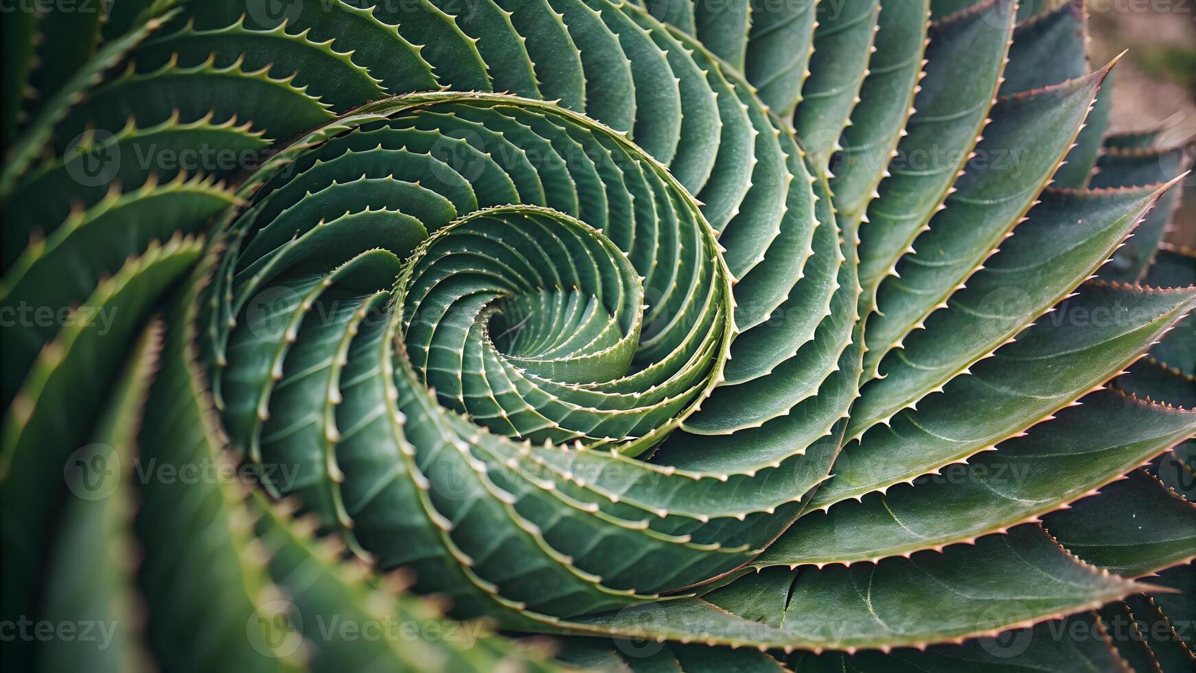 Succulent Plant Spiral Pattern Close-Up for Nature Enthusiasts and Botanical Garden Designers, Detailed Texture of Unique Cactus Leaves in a Natural Setting photo