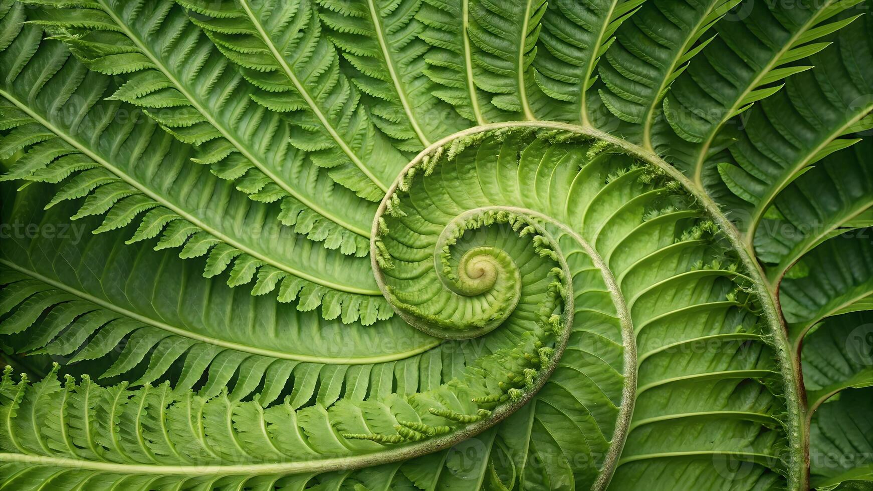 Fern Spiral Close-Up Detailed Nature Photography for Botanical Enthusiasts and Designers Exploring Natural Patterns in High Resolution Images photo