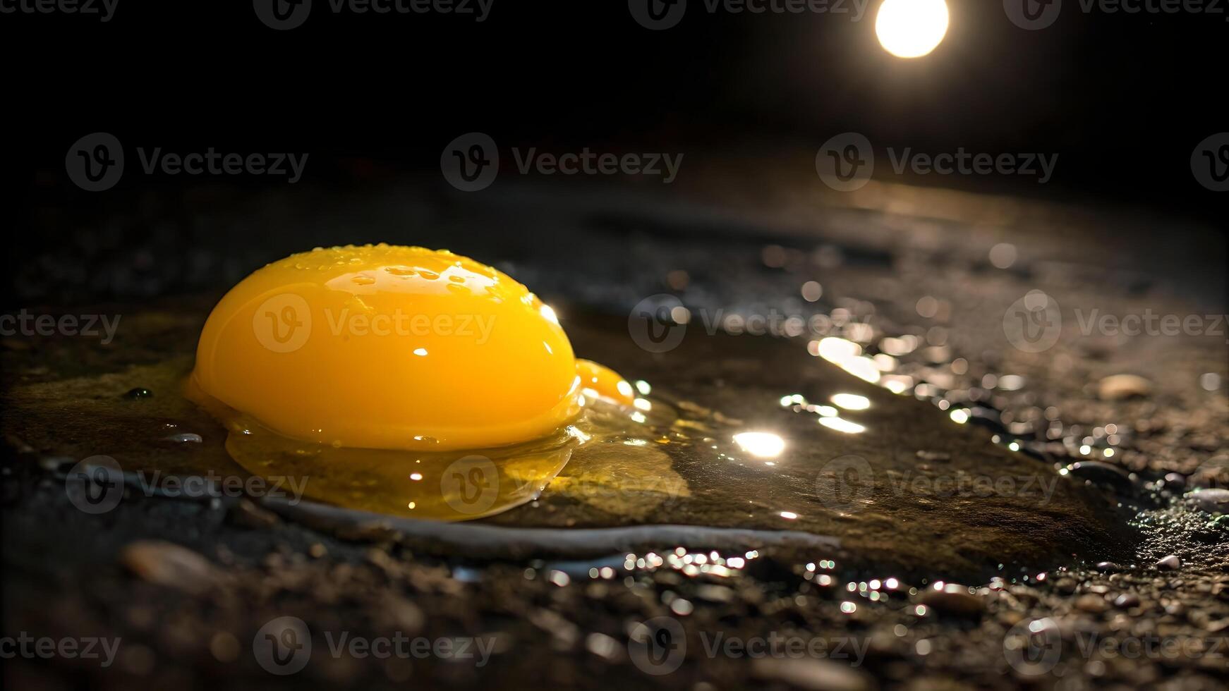 Cracked Egg Yolk Shiny Surface Dark Background for Food Photography Enthusiasts and Culinary Bloggers photo