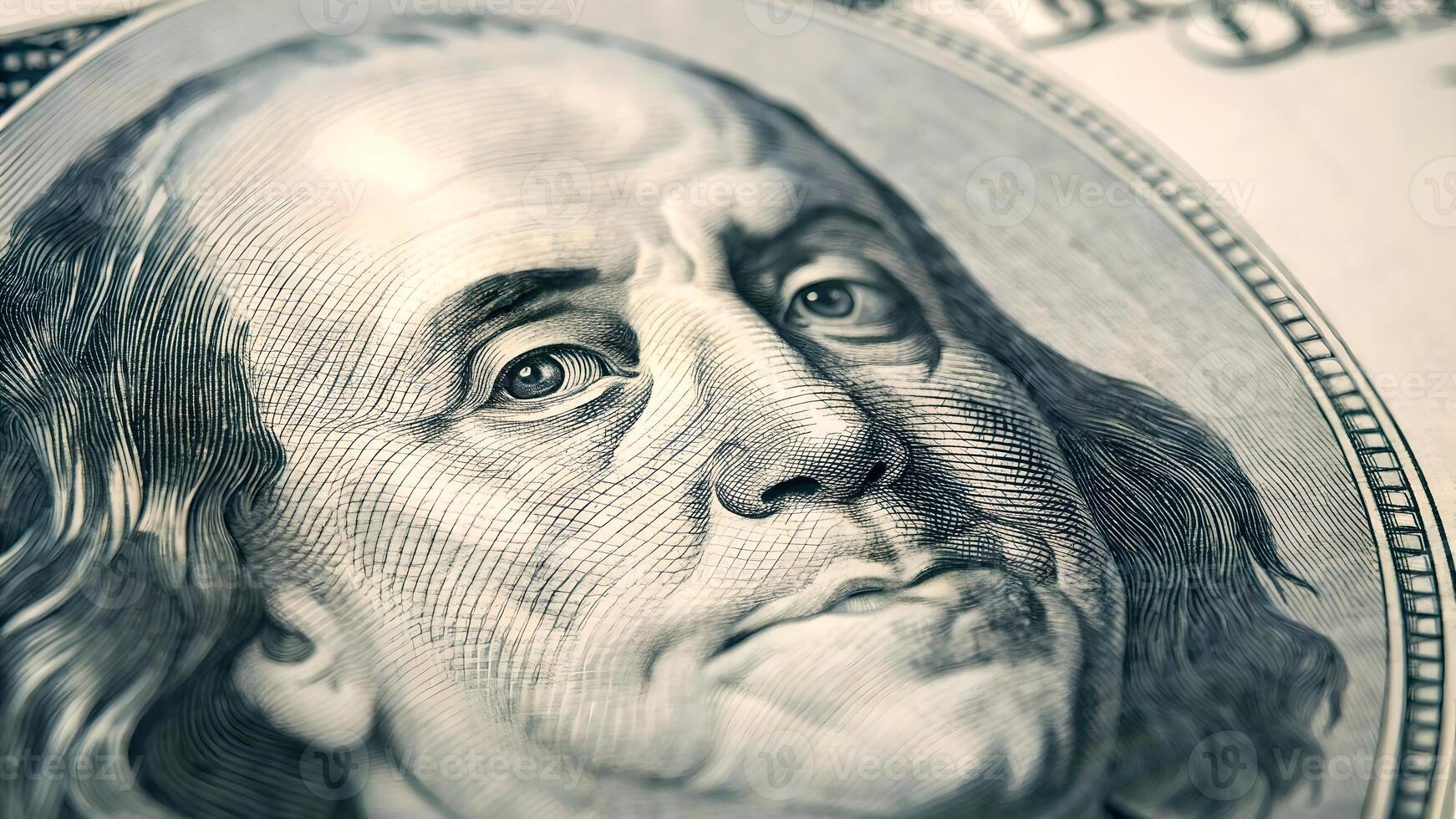 Benjamin Franklin's Detailed Portrait on US Dollar Bill for Financial Content Creators photo