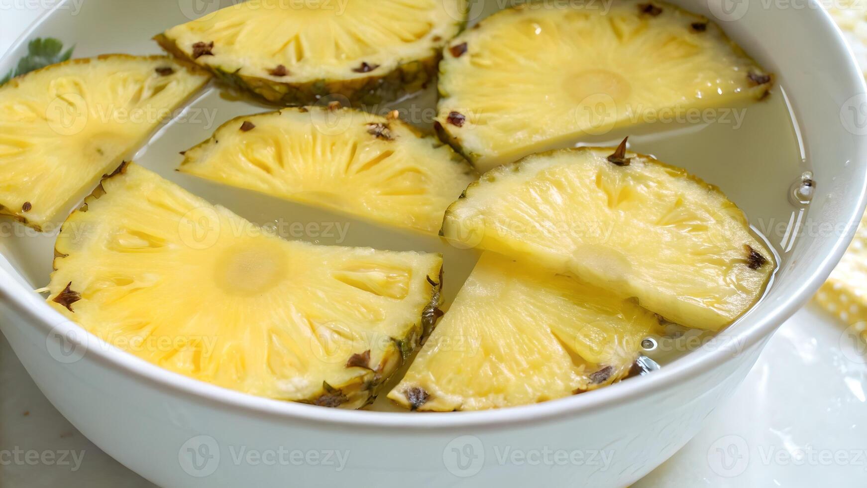 Pineapple slices in water refreshing bowl for healthy eating recipes and food photography enthusiasts photo