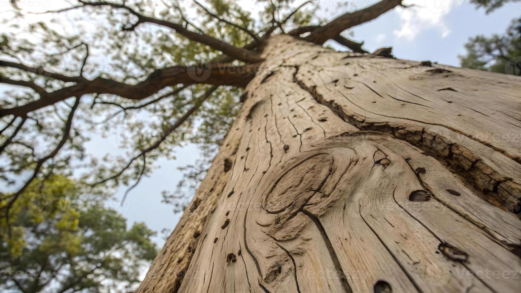 Ancient tree trunk detailed texture in forest scene for nature enthusiasts and photographers exploring the beauty of old wood with intricate patterns and natural history photo