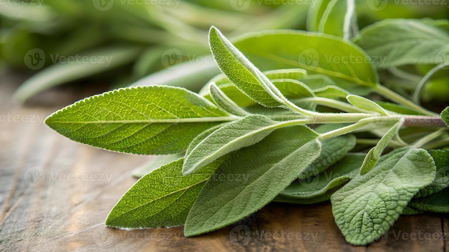 Fresh Sage Leaves Vibrant Green Culinary Herb for Cooking Enthusiasts and Food Bloggers photo
