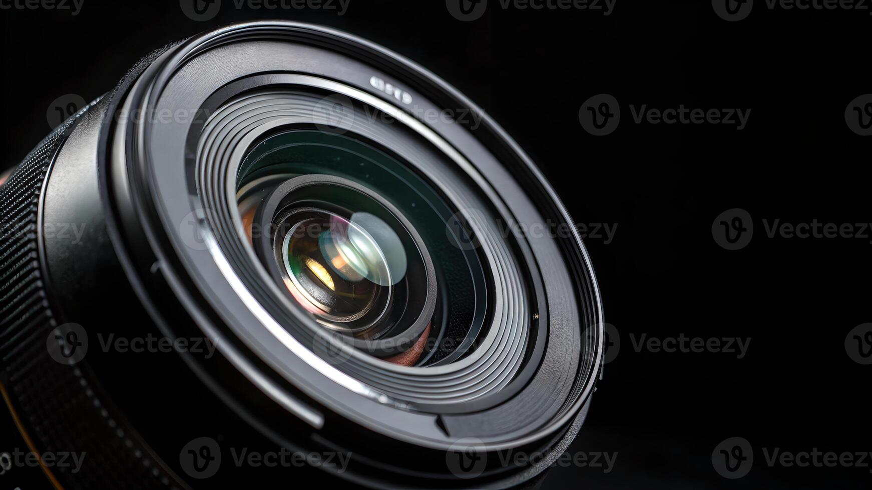 Camera Lens Close-Up Detailed Photography for Professional Photographers and Enthusiasts Seeking High-Quality Images with Sharp Focus and Stunning Depth of Field in a Dark Studio Setting photo