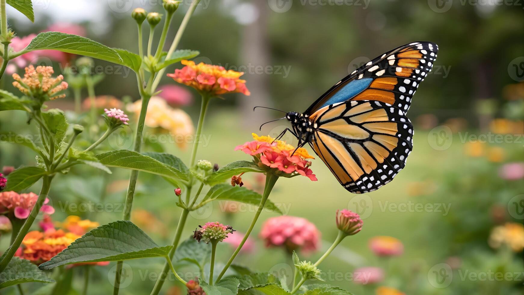 Butterfly on vibrant flower in lush garden for nature enthusiasts and photographers seeking stunning wildlife imagery to enhance their content with natural beauty photo