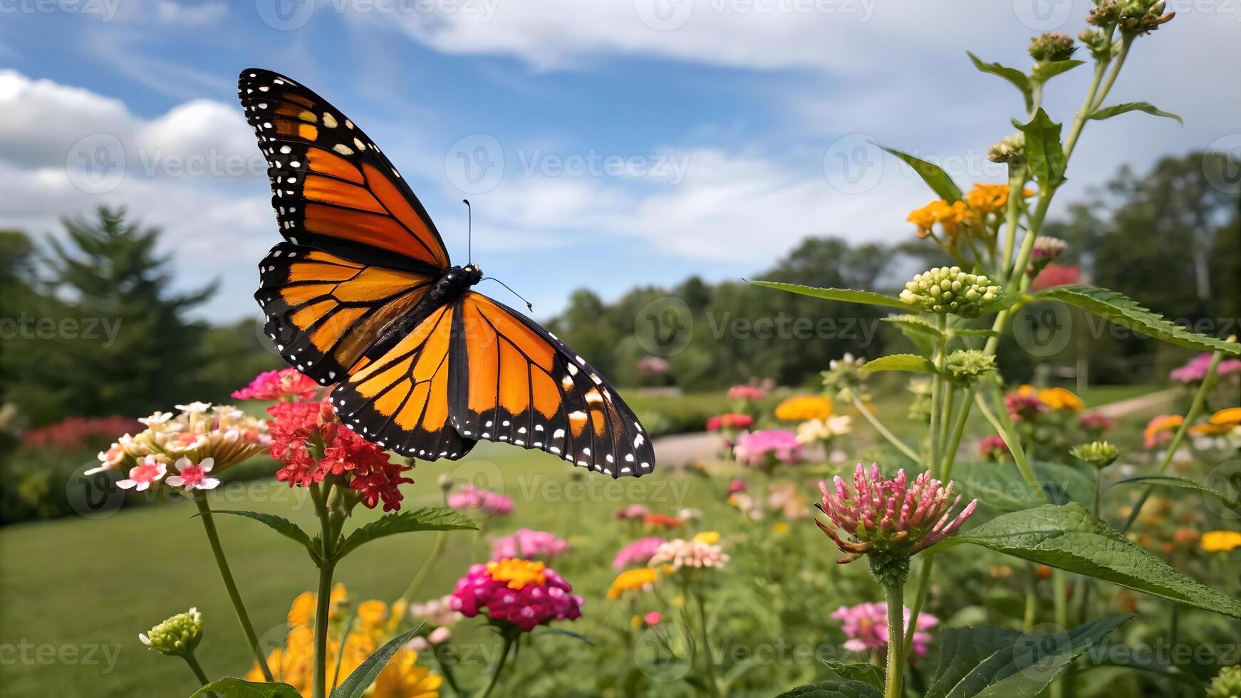 Monarch Butterfly Vibrant Colors in Garden for Nature Lovers and Photography Enthusiasts photo