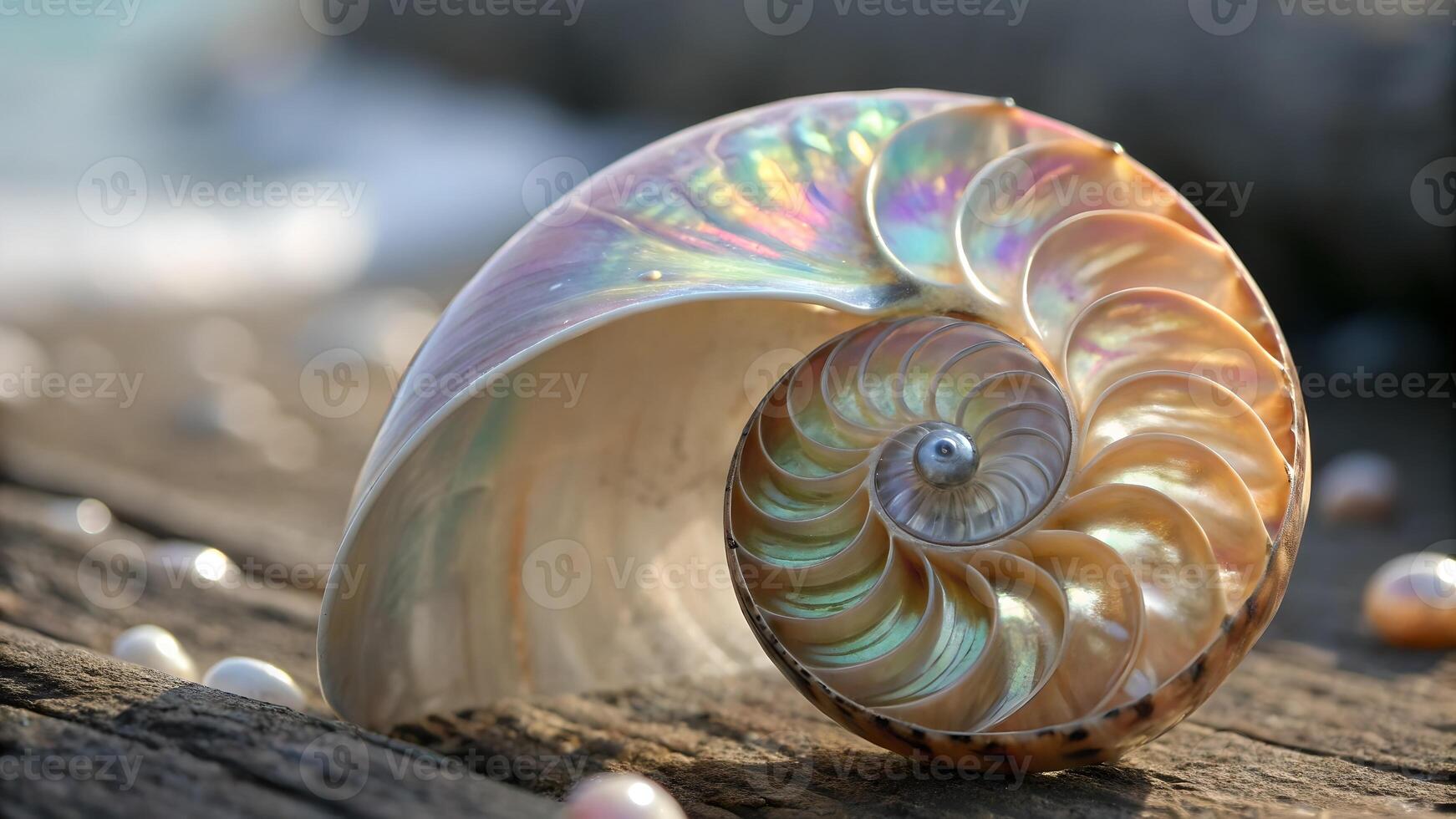 Nautilus Shell Stunning Spiral Beach Scene for Nature Lovers and Designers Discover the beauty of this intricate shell, perfect for creative projects and nature enthusiasts. photo