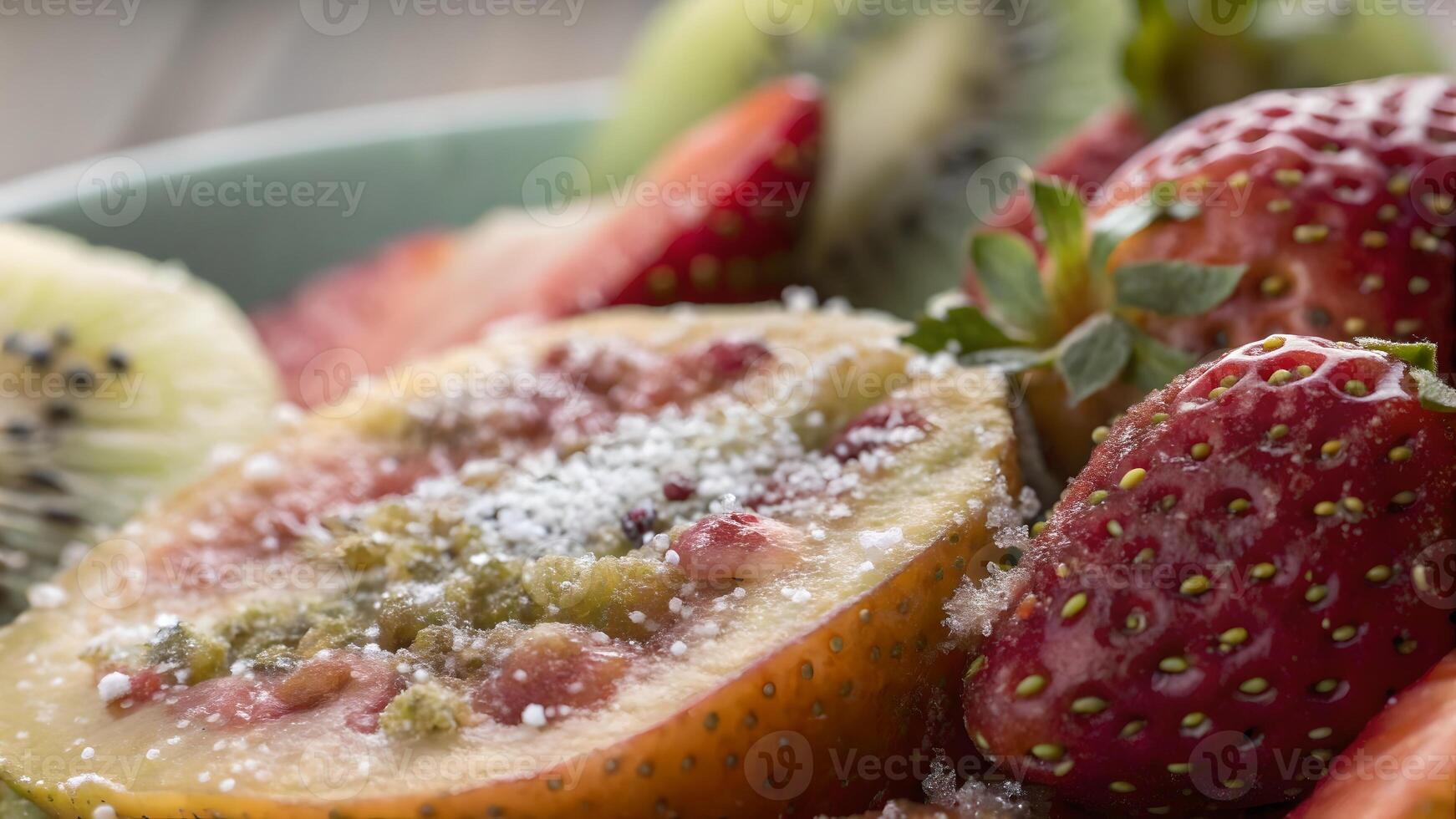 Fresh Fruits with Powdered Sugar Sweet and Colorful Bowl Healthy Eating for Food Bloggers photo