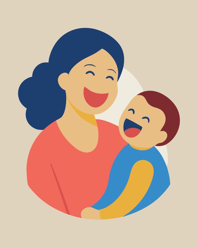 Happy Mothers Day Illustration Mother And Baby Sharing Laughter During A Playful Spin vector