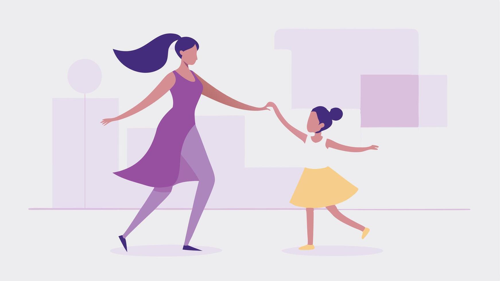 Mothers Day mother and daughter dance freely in a bright celebration vector