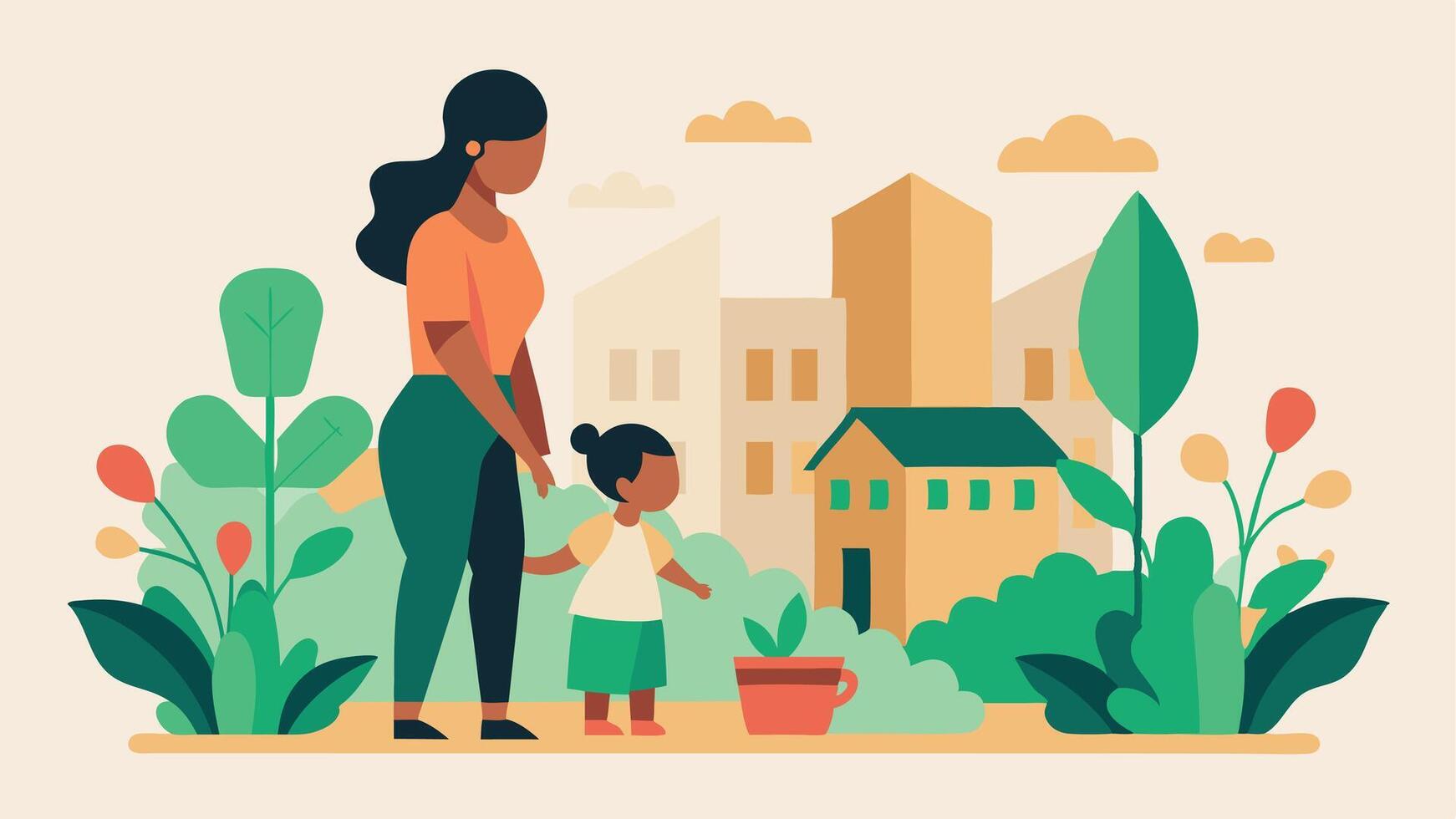 Green City Exploration. Celebrating Mothers Day with an Eco-Friendly Family Adventure vector