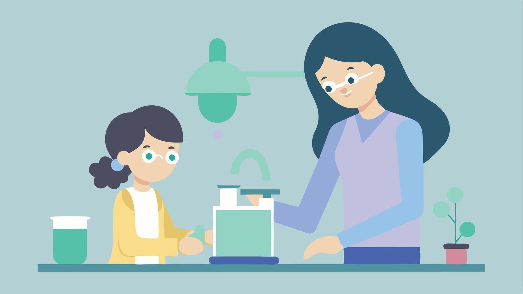 Mothers Day mother and daughter perform creative science experiments vector