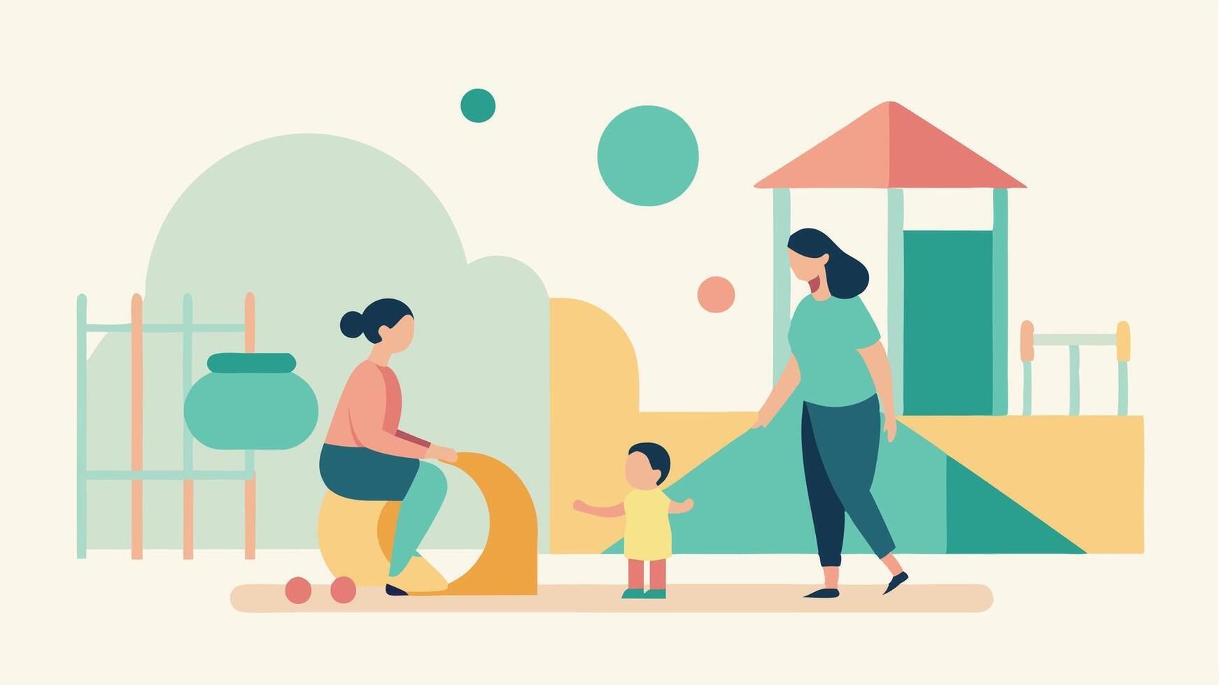 Joyful Indoor Play. Celebrating Mothers Day with a Vibrant Family Playground Adventure vector