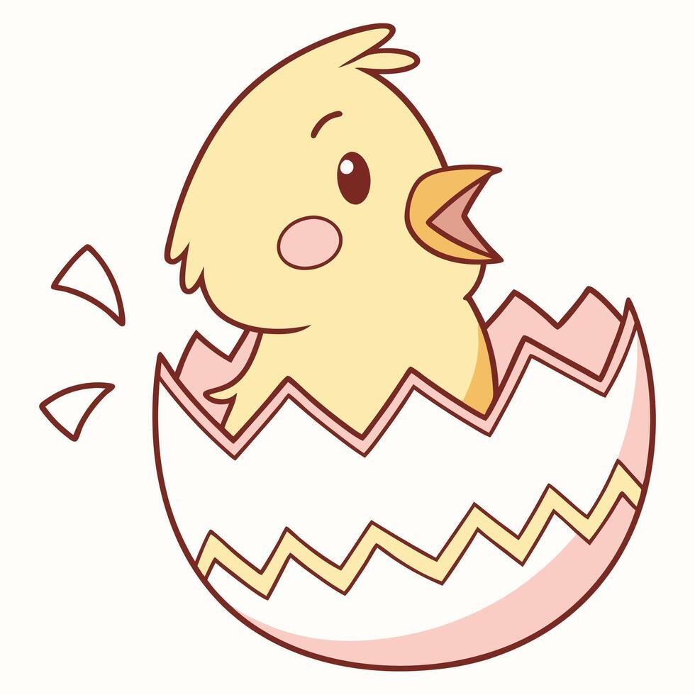 Adorable Baby Chick Hatching from Pastel E Flat Egg Illustration cute bird farm sweet happy vector