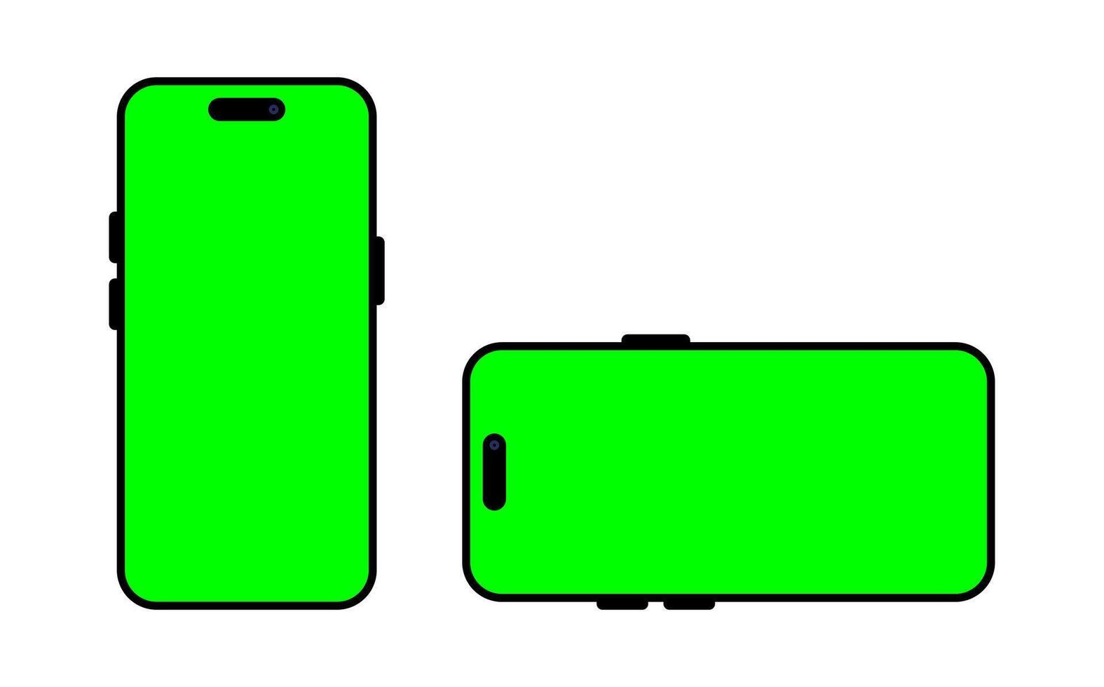 Smartphone with green screen illustration. Mobile phone mockup icon in flat design. Cellphone sign symbol vector