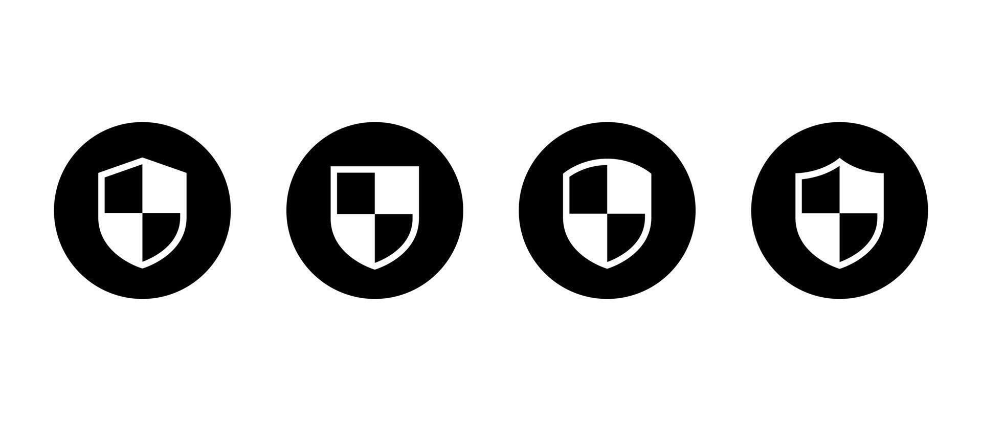 Protect, protection shield icon set on black circle. Secure sign. Safe, security symbol vector