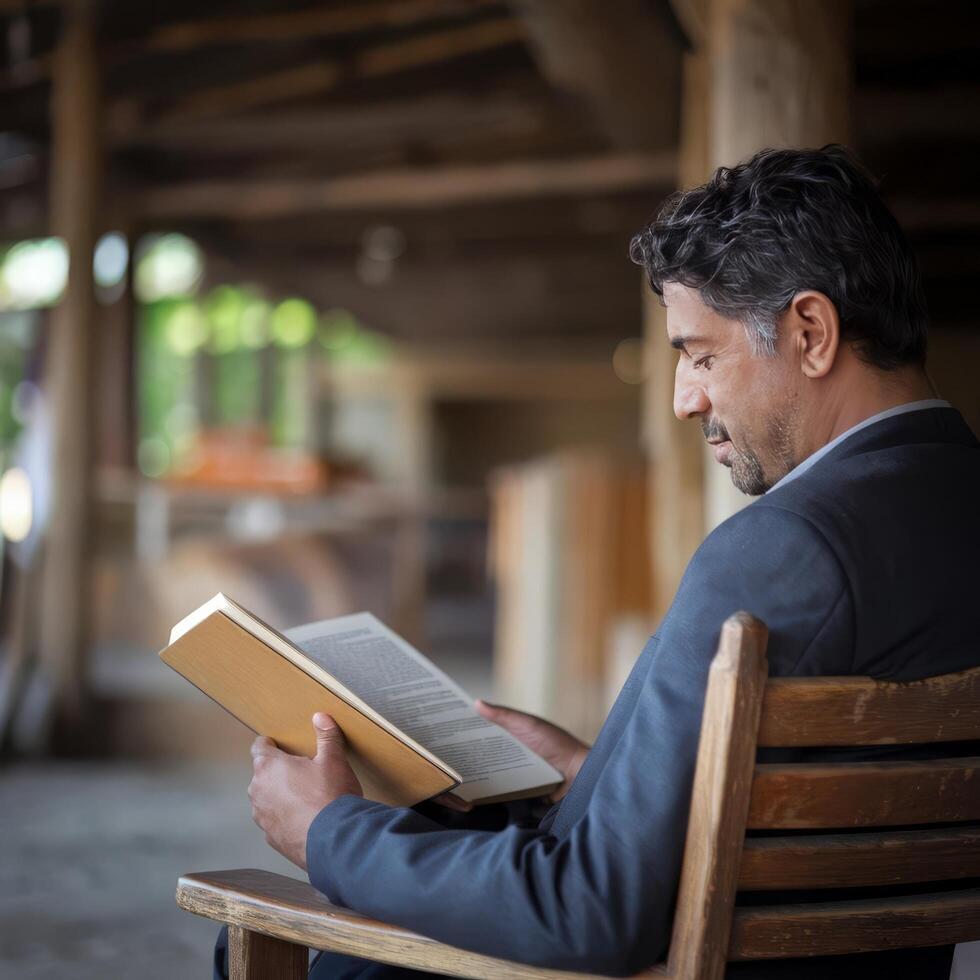 A man sitting on a bench photo