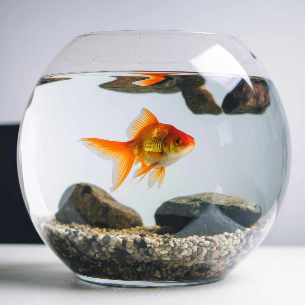 A goldfish is in a fish bowl photo
