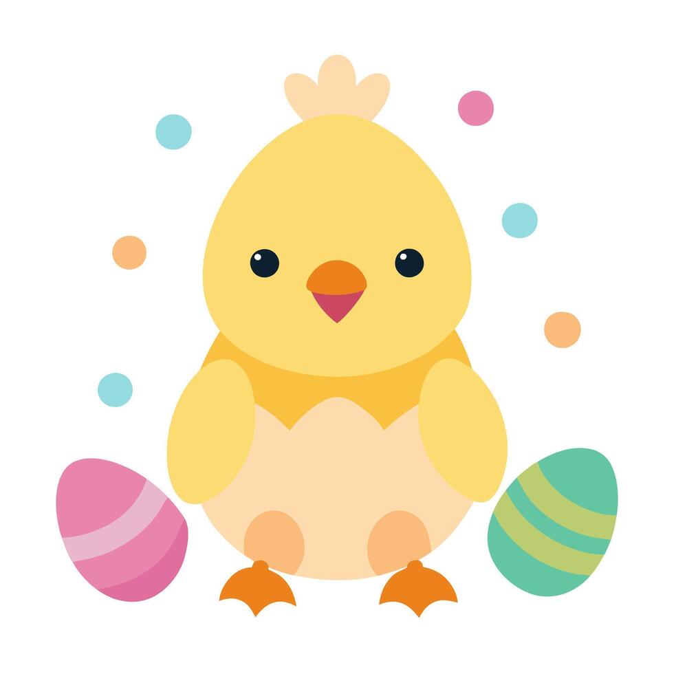 Adorable Baby Chick. Simple and Charming Flat illustration bird cute farm icon kids vector