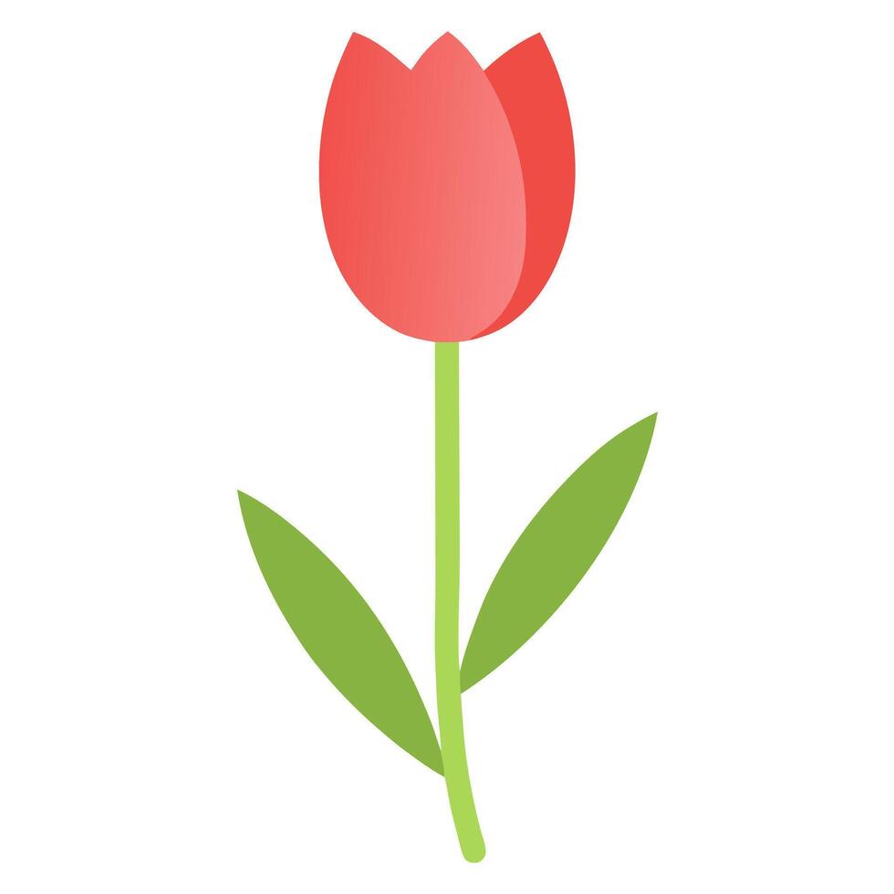 Spring Easter Tulip Design. Simple Flat illustration egg cute card bunny chick plant vector
