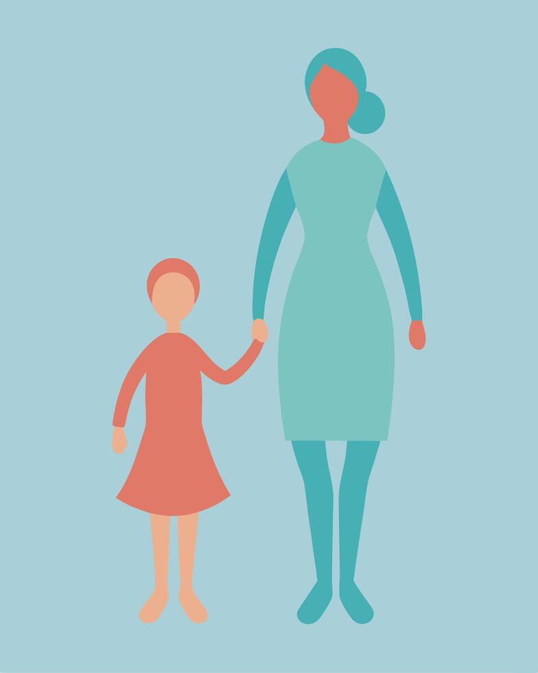 Happy Mothers Day Illustration Mother Holding Her Childs Hand With Tender Care vector