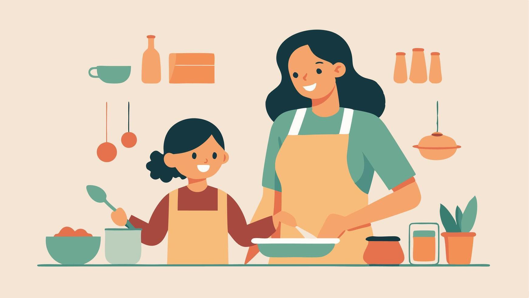Mothers Day mother and daughter enjoy a modern cooking class together vector