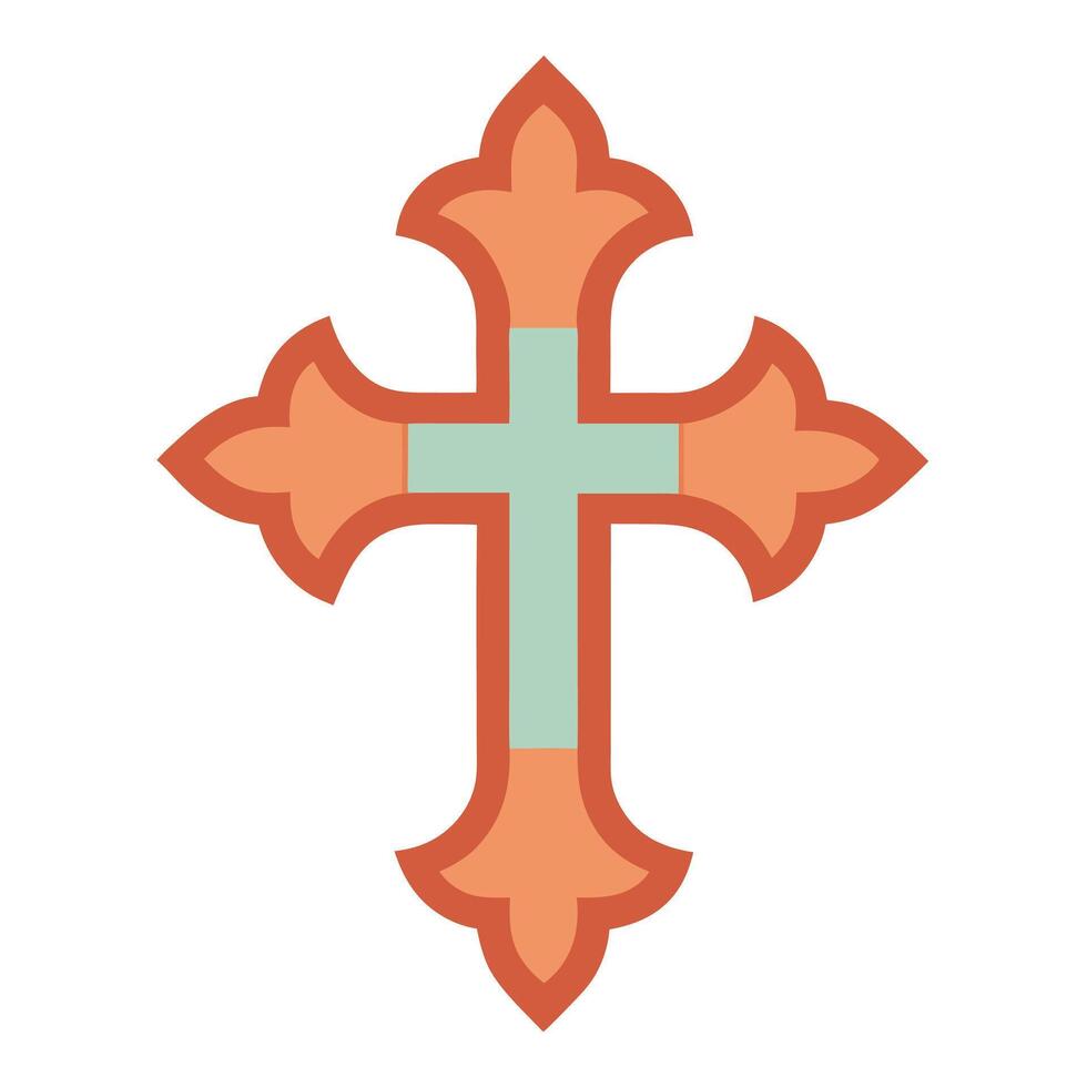 Elegant Crisp Cross Icon. Subtle Ornamental Accents, Flat illustration Design art line retro vector