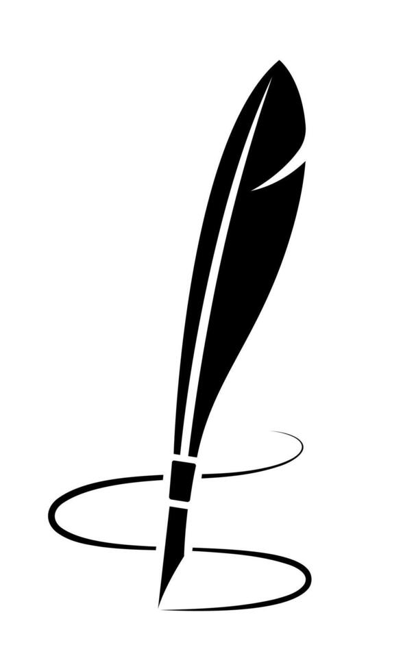 Black feather pen graphic, signature symbol vector