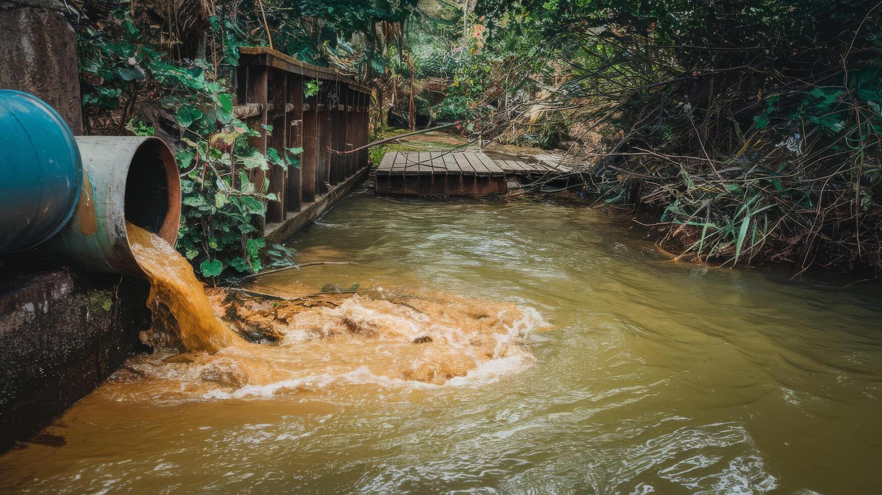 Pollution in the river photo