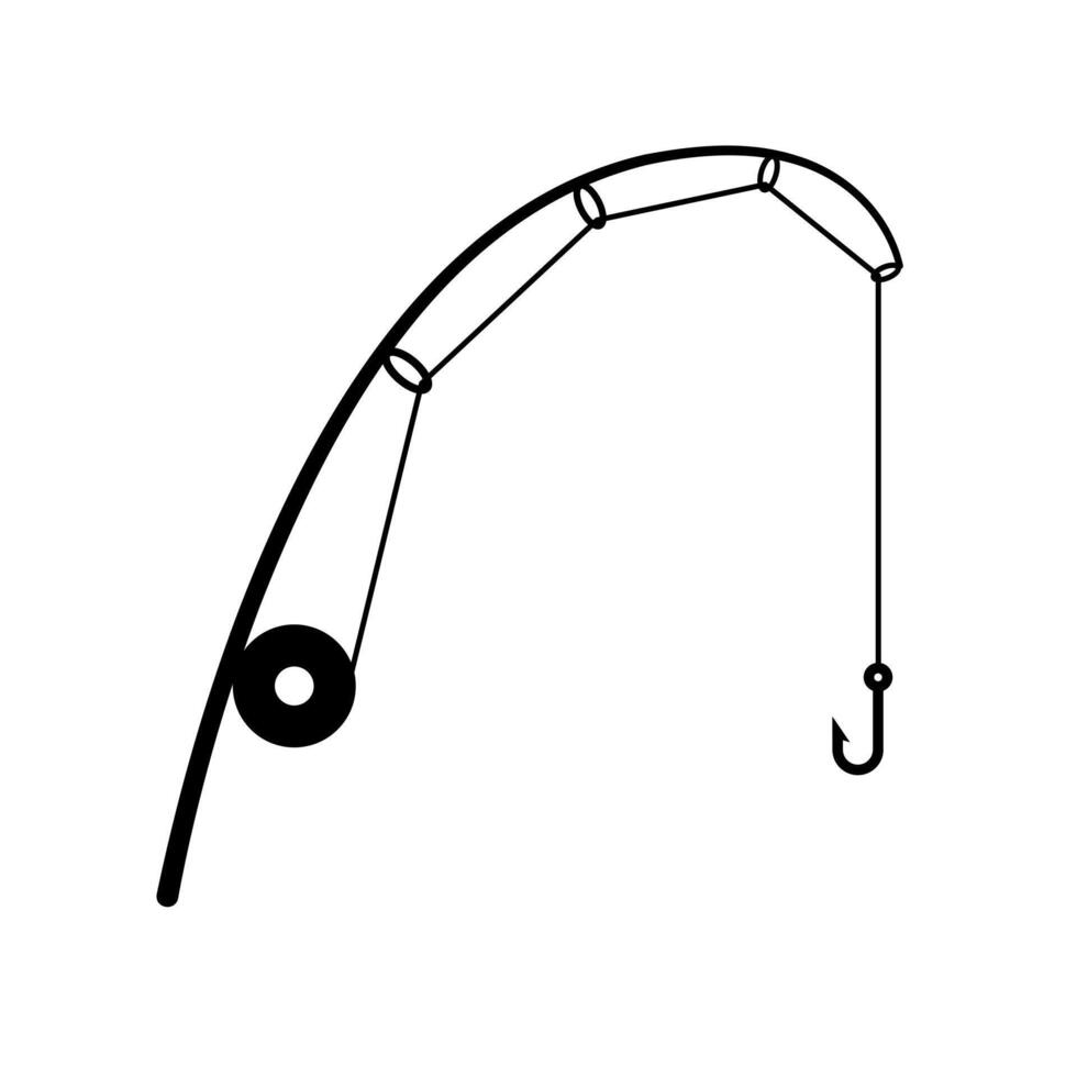 Black icon of fishing rod vector