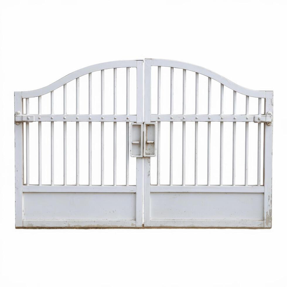 White sliding gate isolated on white background photo