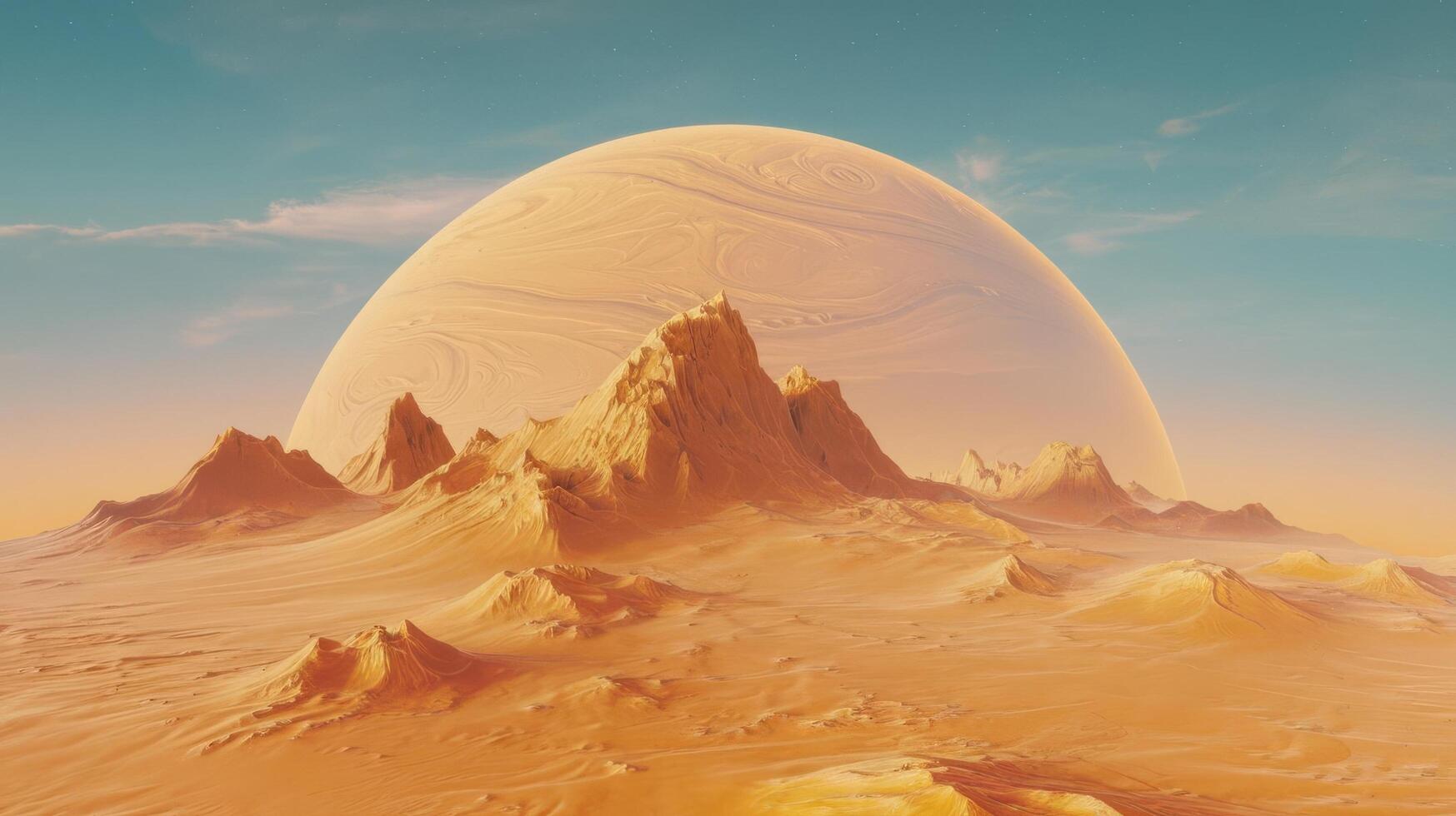 An alien landscape with a large egg in the middle photo