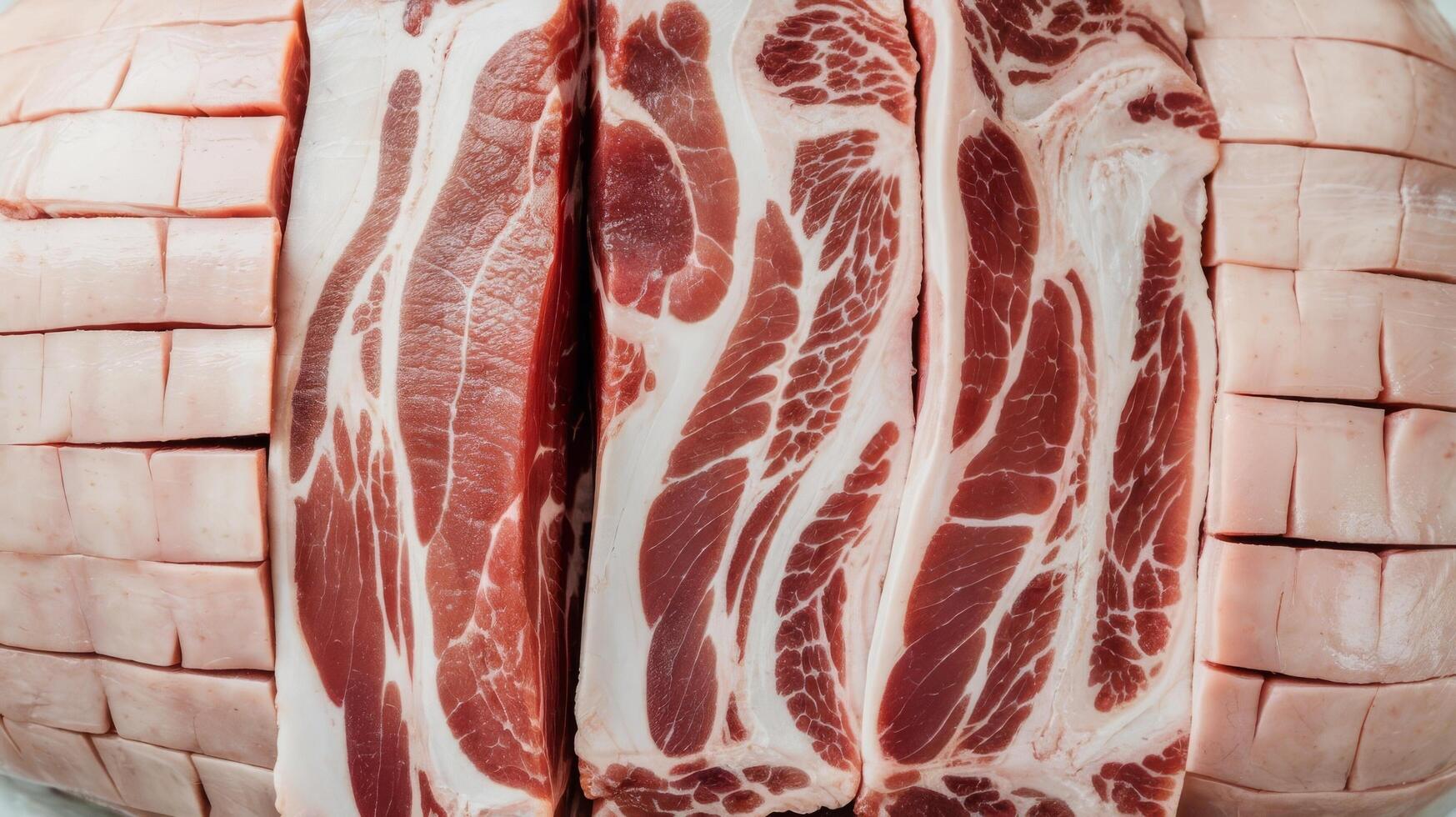 Bacon sliced in half on a cutting board photo